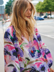 Sylvia silk watercolour floral print shirt