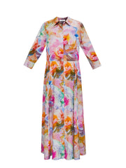 Natalia silk etched flowers maxi dress