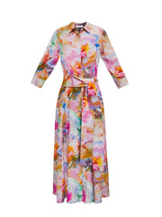 Natalia silk etched flowers maxi dress