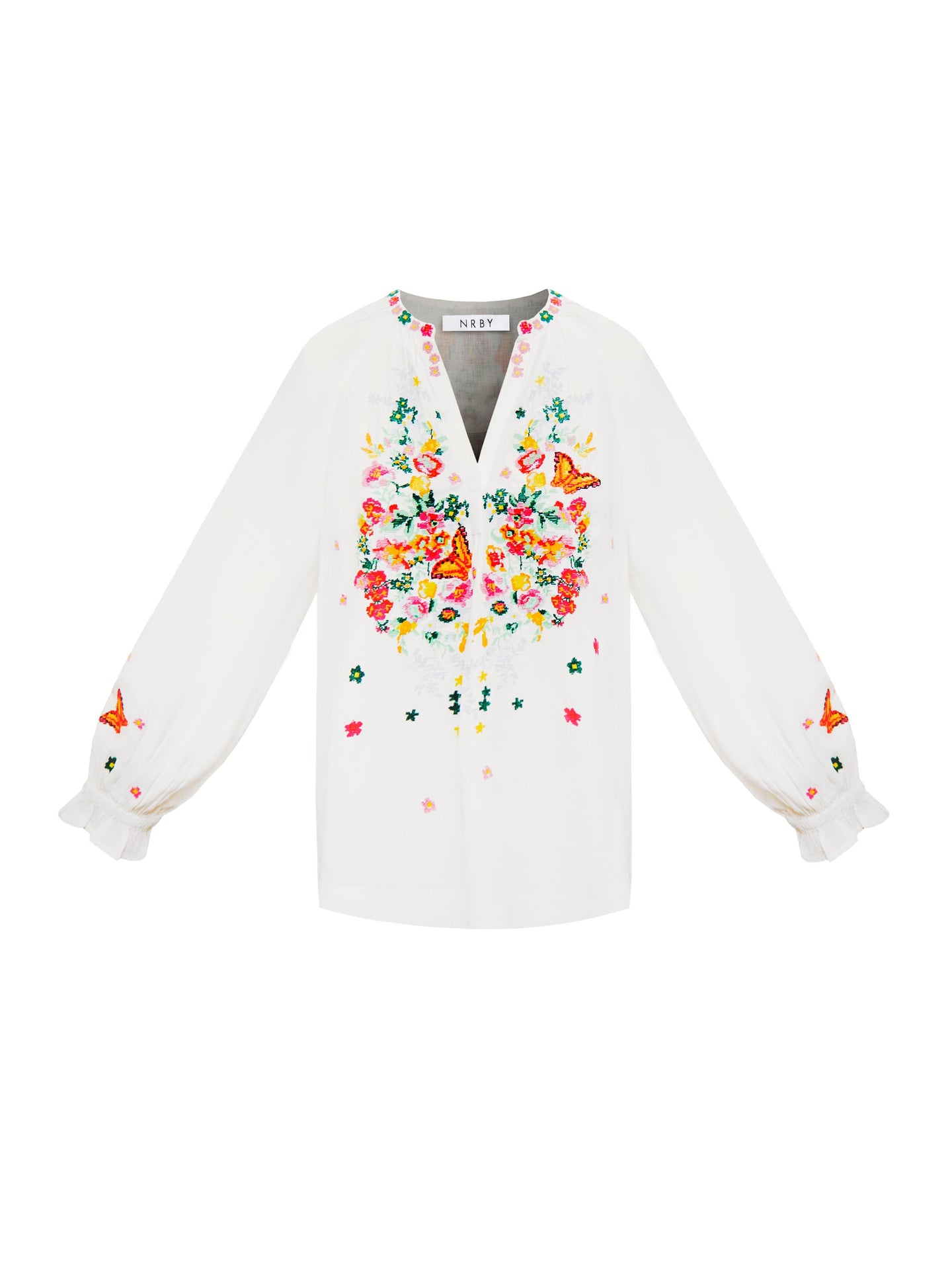 Nisha butterfly bouquet top - White