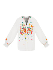 Nisha butterfly bouquet top - White