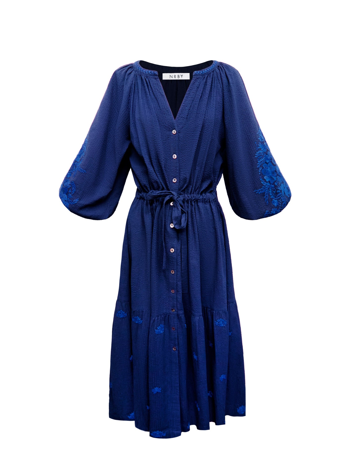 Nova cotton embroidered dress - Navy 