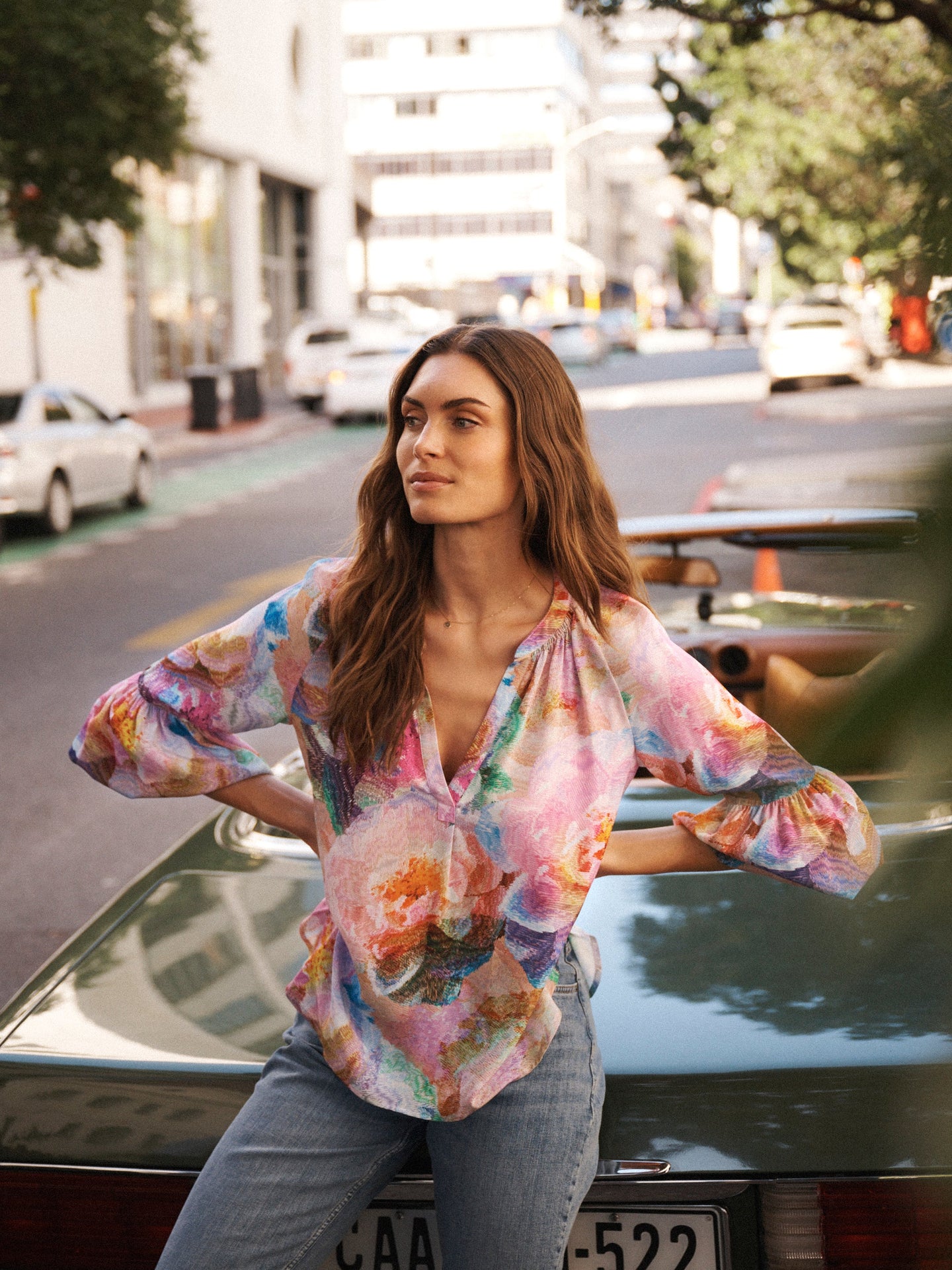 Ophelia silk etched flowers shirt