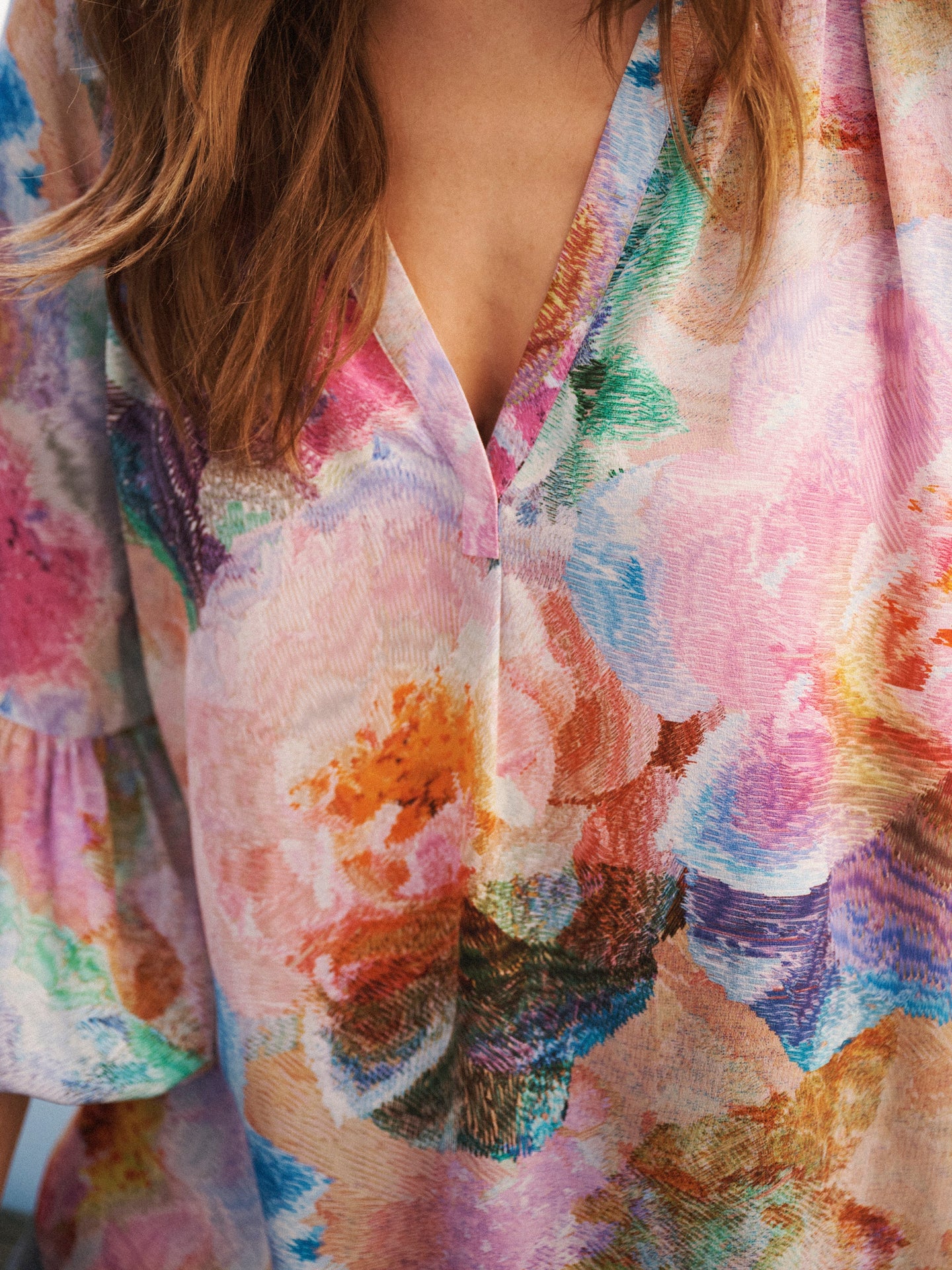 Ophelia silk etched flowers shirt