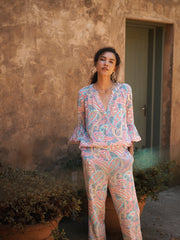 Ophelia silk ivory star paisley shirt