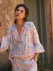 Ophelia silk ivory star paisley shirt