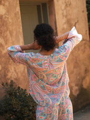 Ophelia silk ivory star paisley shirt