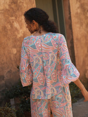 Ophelia silk ivory star paisley shirt