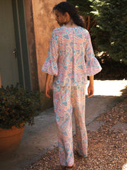 Thea silk ivory star paisley trouser