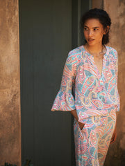 Ophelia silk ivory star paisley shirt