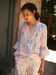 Ophelia silk ivory star paisley shirt