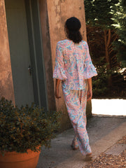 Thea silk ivory star paisley trouser