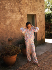 Thea silk ivory star paisley trouser