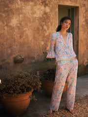 Thea silk ivory star paisley trouser