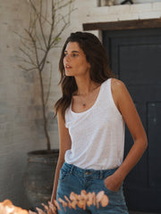 Pammy linen jersey vest - White