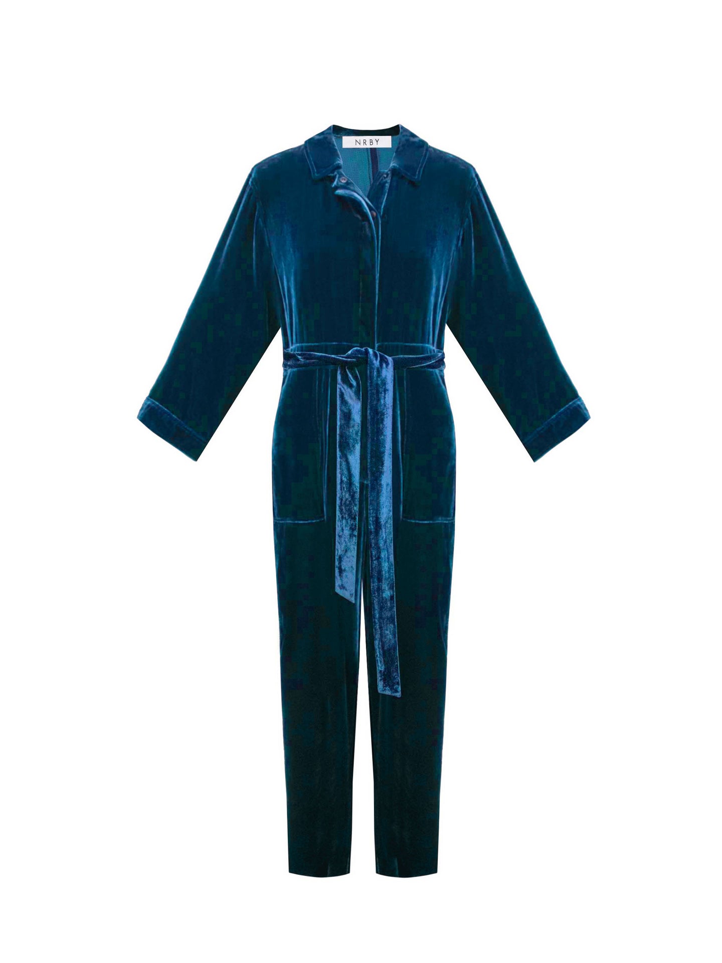Pip silk blend velvet jumpsuit - Peacock Blue