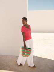 Pippi cotton double cloth trousers - White