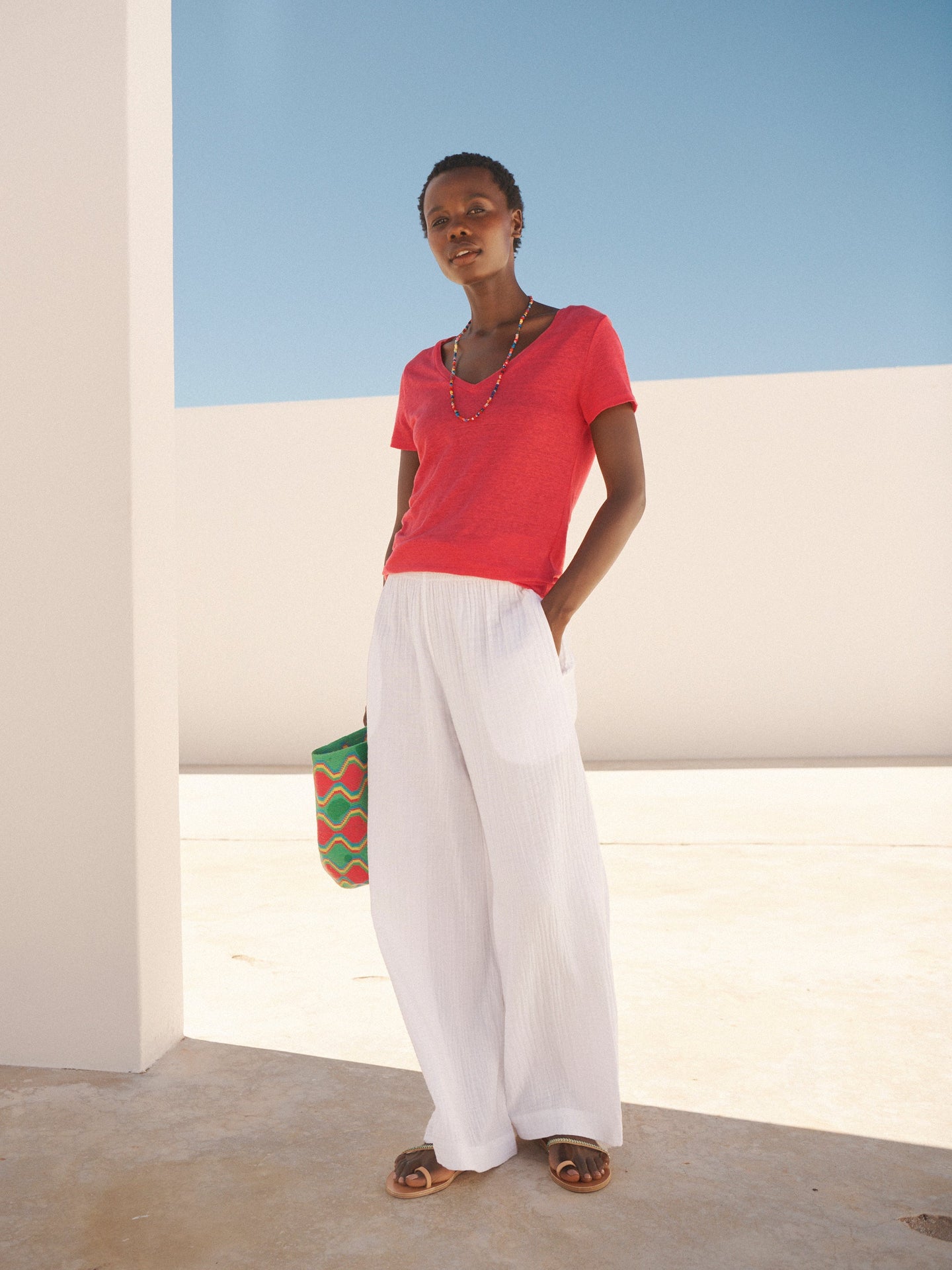 Pippi cotton double cloth trousers - White