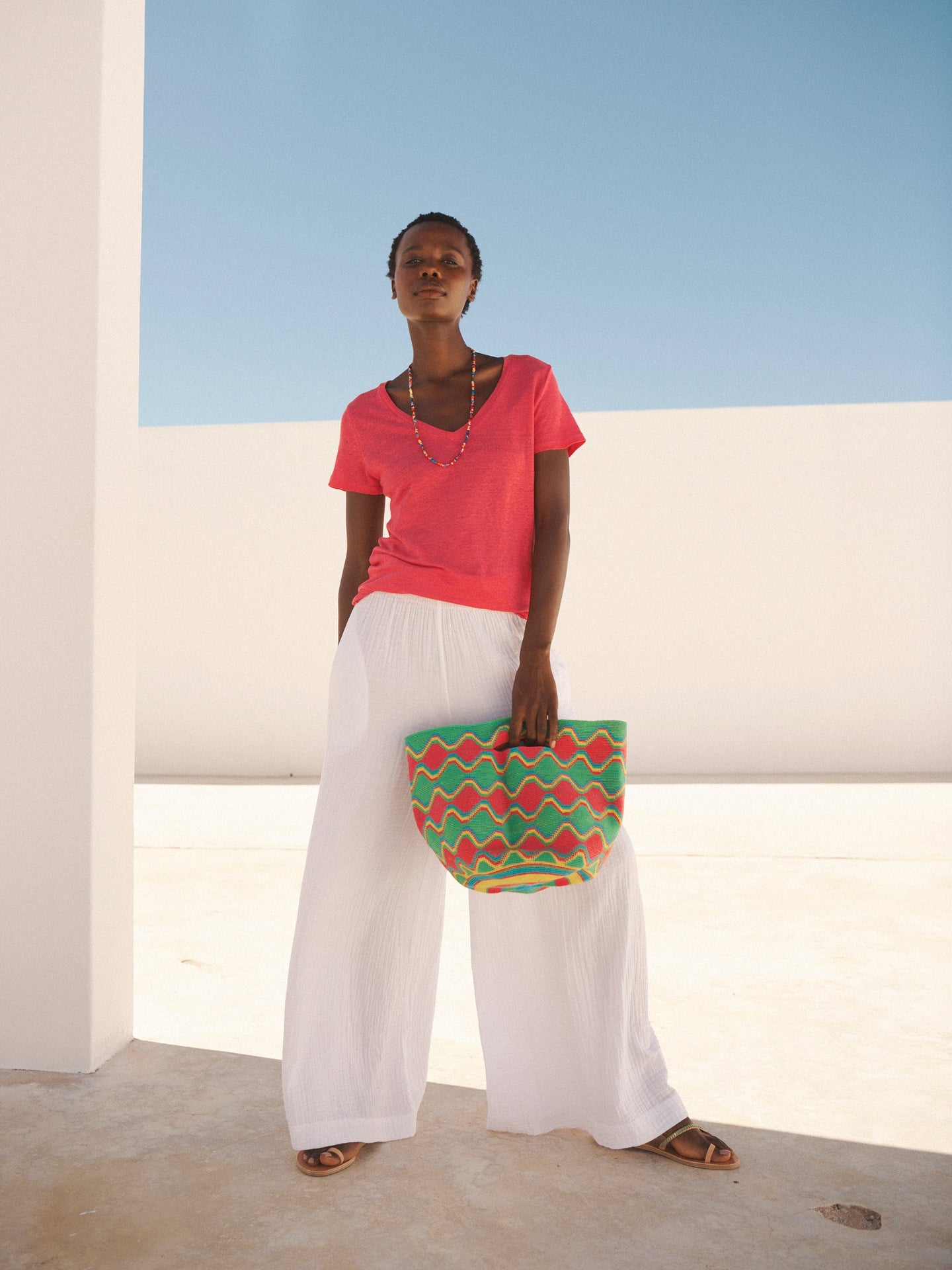 Pippi cotton double cloth trousers - White