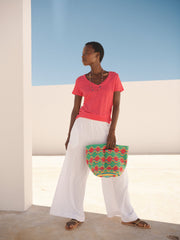 Pippi cotton double cloth trousers - White