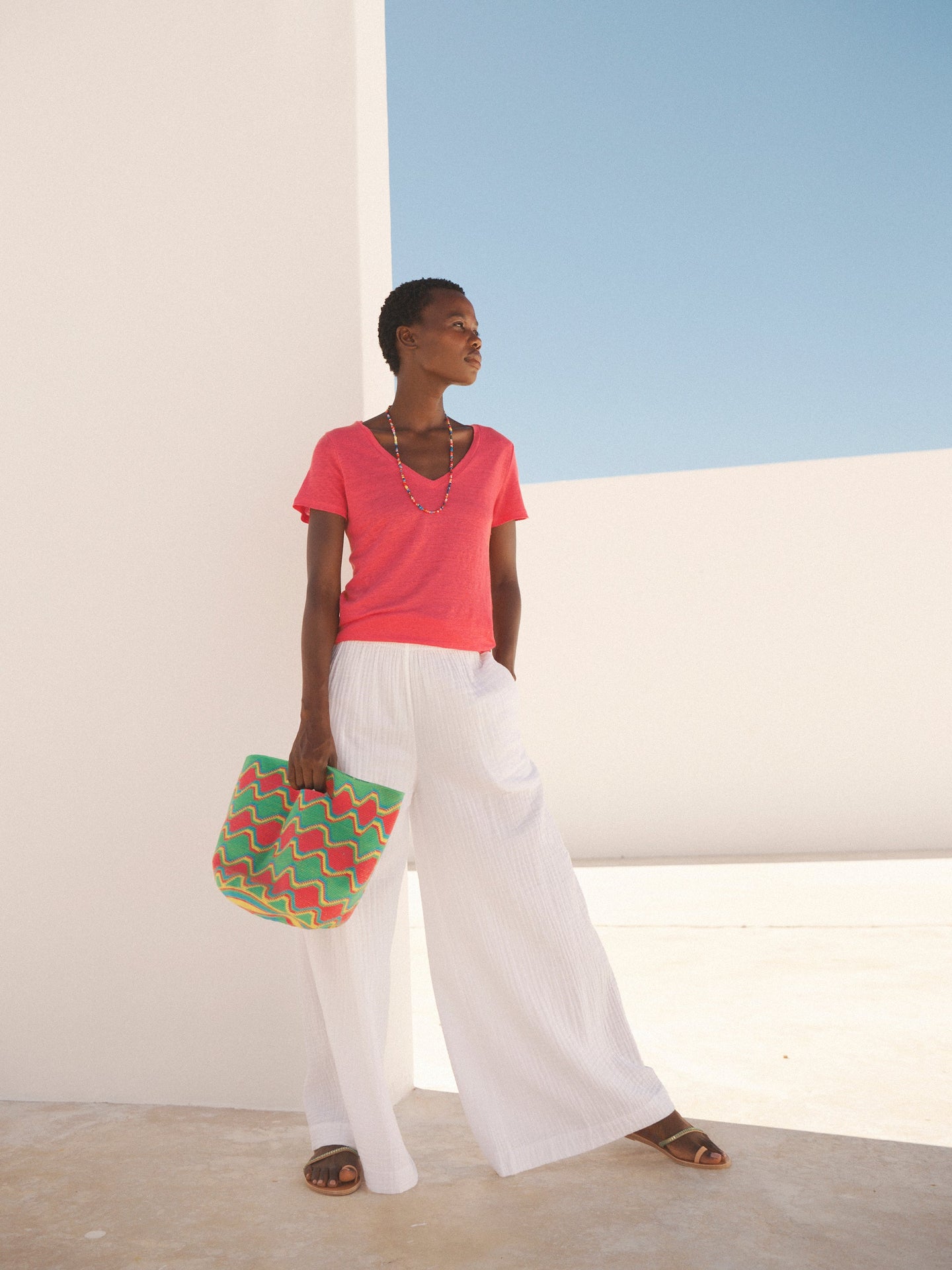 Pippi cotton double cloth trousers - White