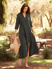 Astrid cotton double cloth maxi dress - Khaki