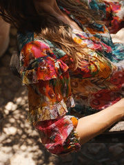 Harlow cotton silk butterfly print shirt