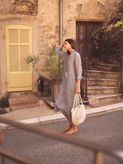 Chrissie linen cross dyed maxi dress - Khaki Grey