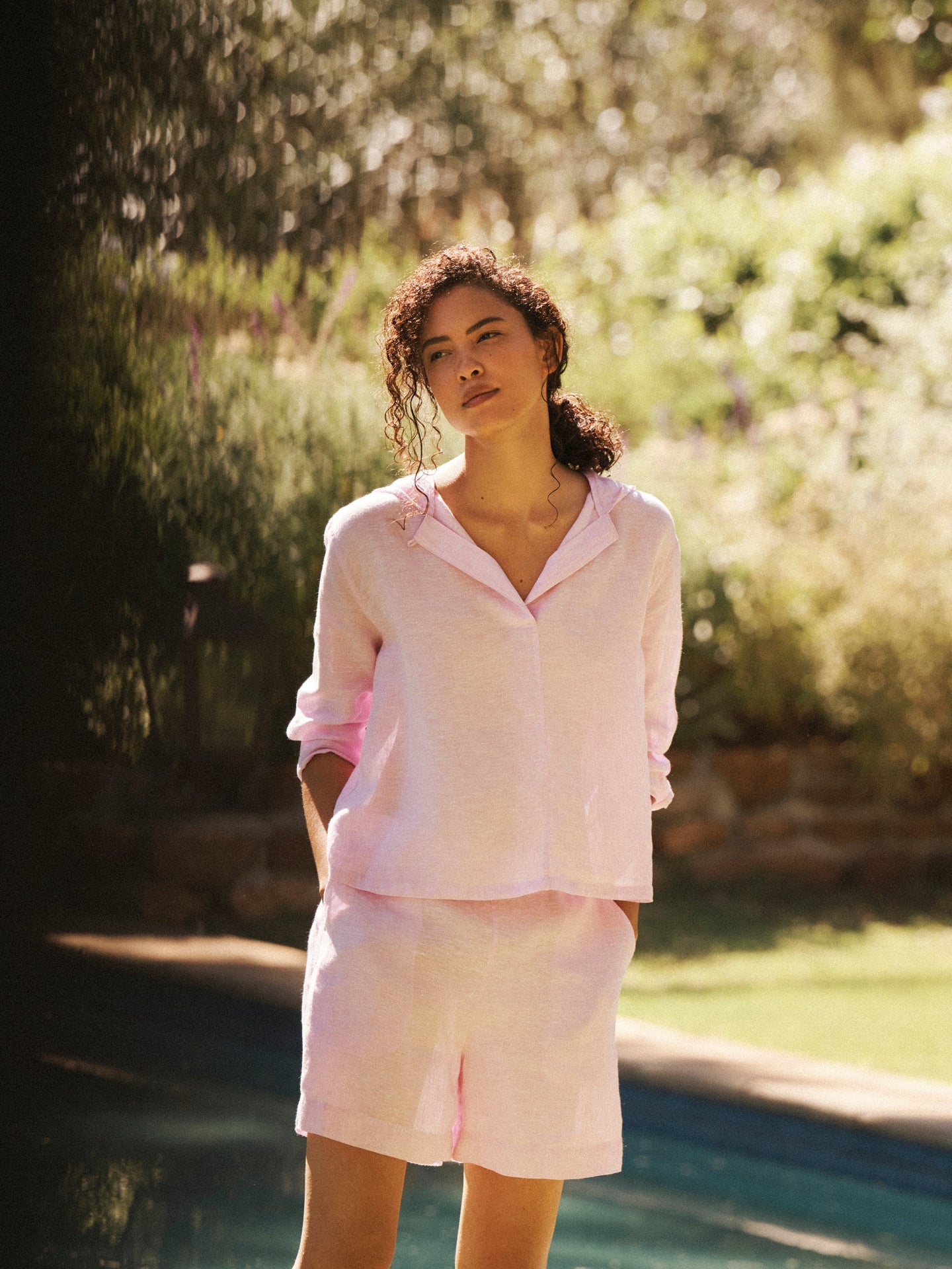 Tia linen short - Pink Sorbet