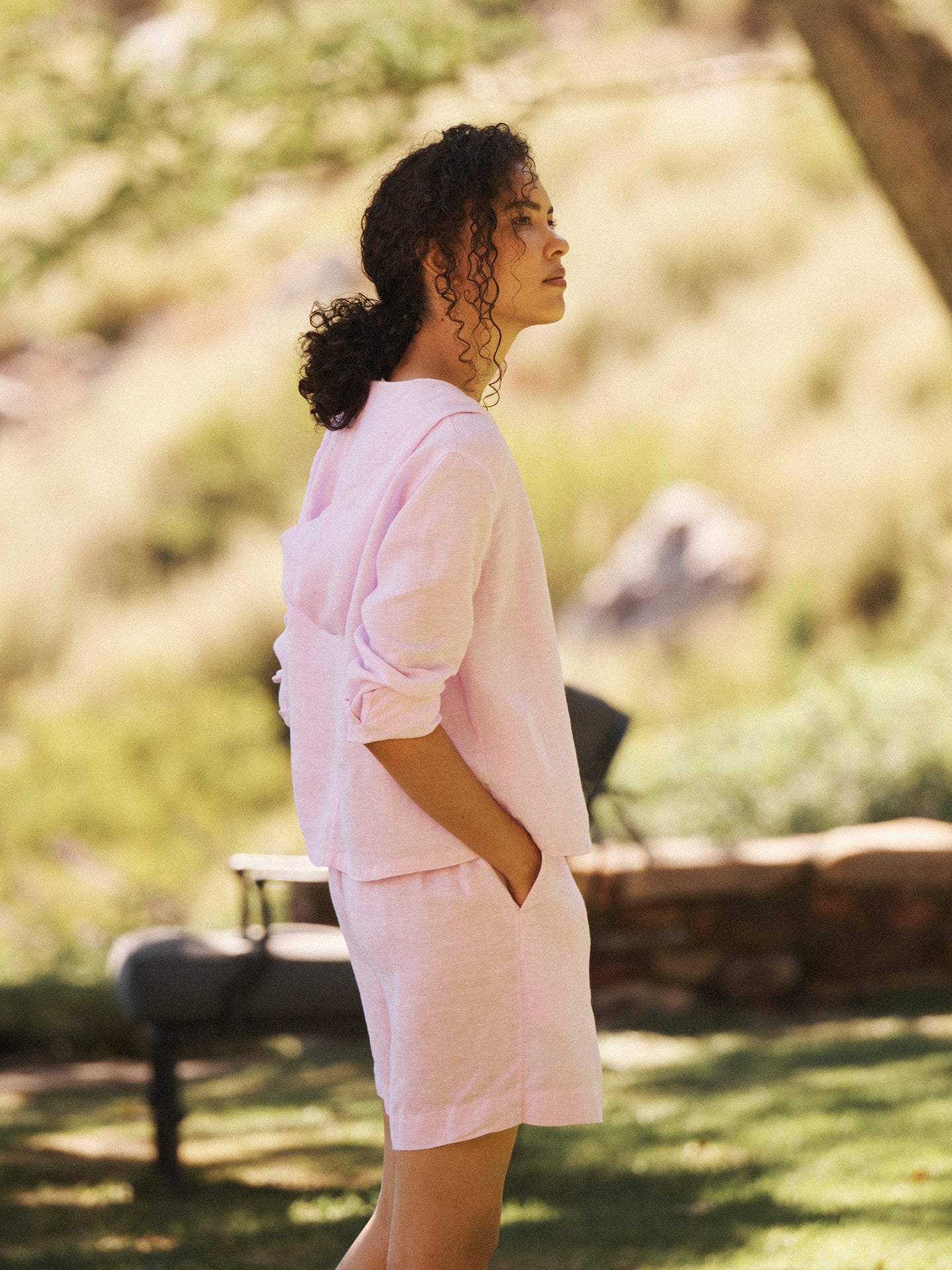 Tia linen short - Pink Sorbet