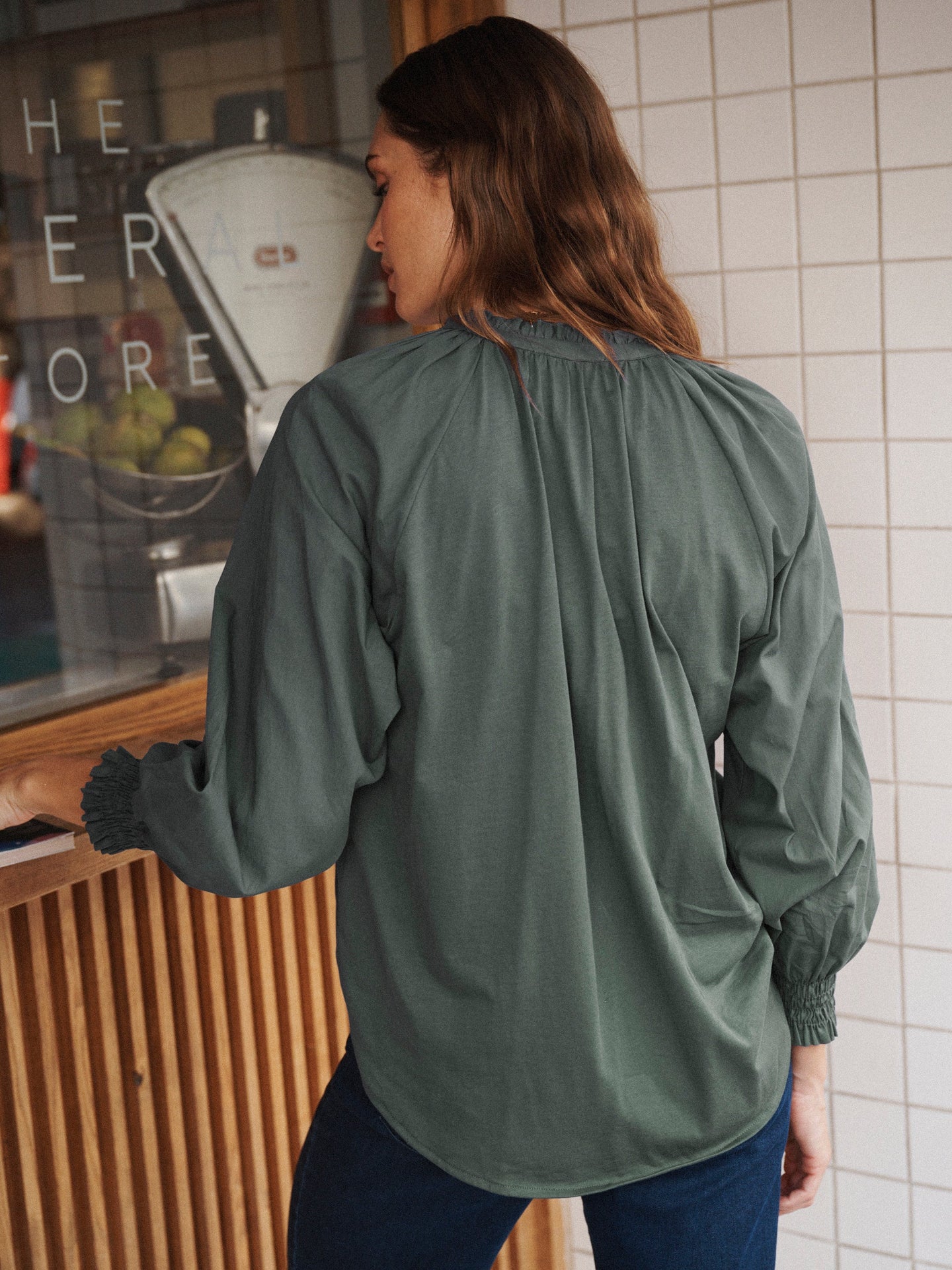 Stevie cotton frill shirt - Khaki