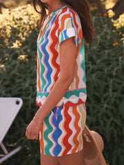 Summer silk wave print top