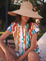 Summer silk wave print top