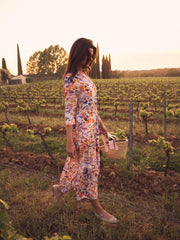 Avery silk sunset cloud maxi dress