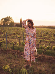 Avery silk sunset cloud maxi dress