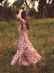 Avery silk sunset cloud maxi dress