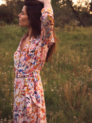 Avery silk sunset cloud maxi dress