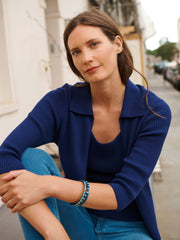 Plum cotton cashmere ribbed cardigan