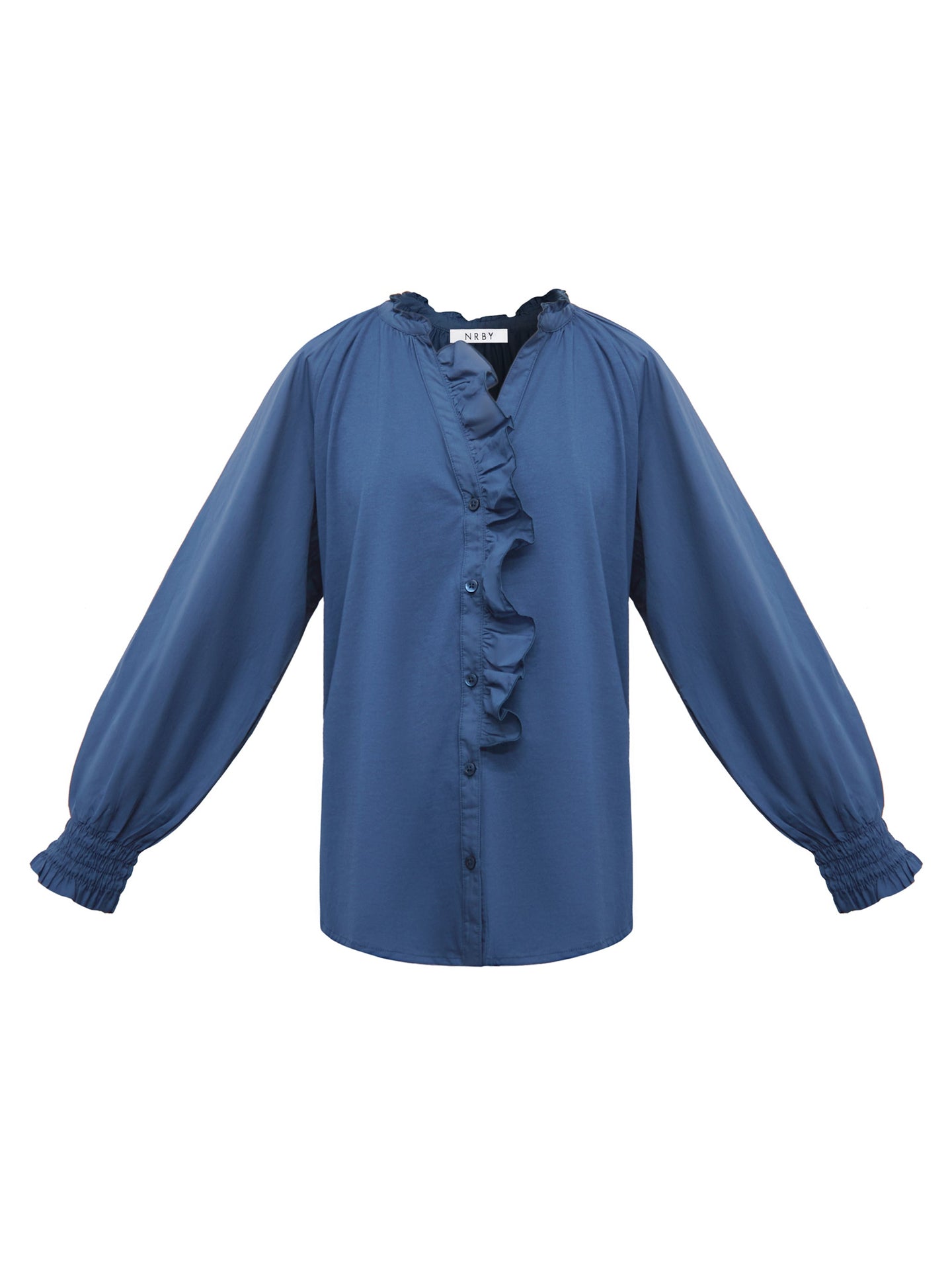 Stevie cotton frill shirt - Denim Blue