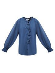 Stevie cotton frill shirt - Denim Blue