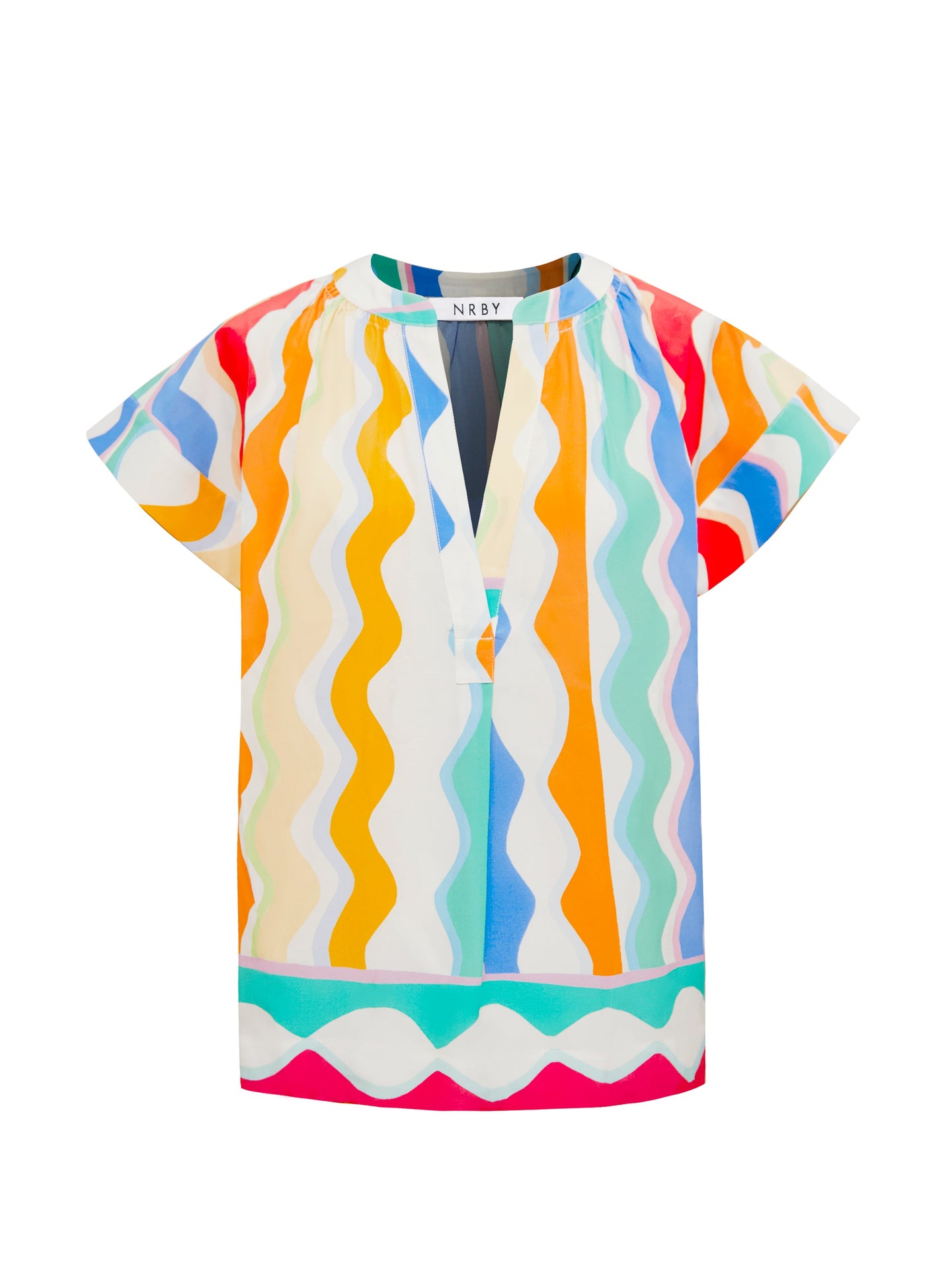 Summer silk wave print top