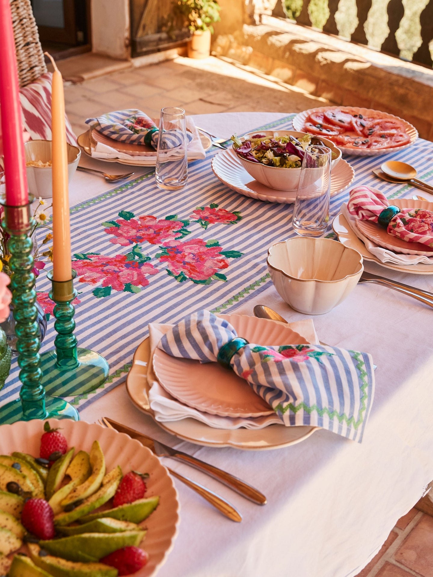 Blue Linen Table Runner