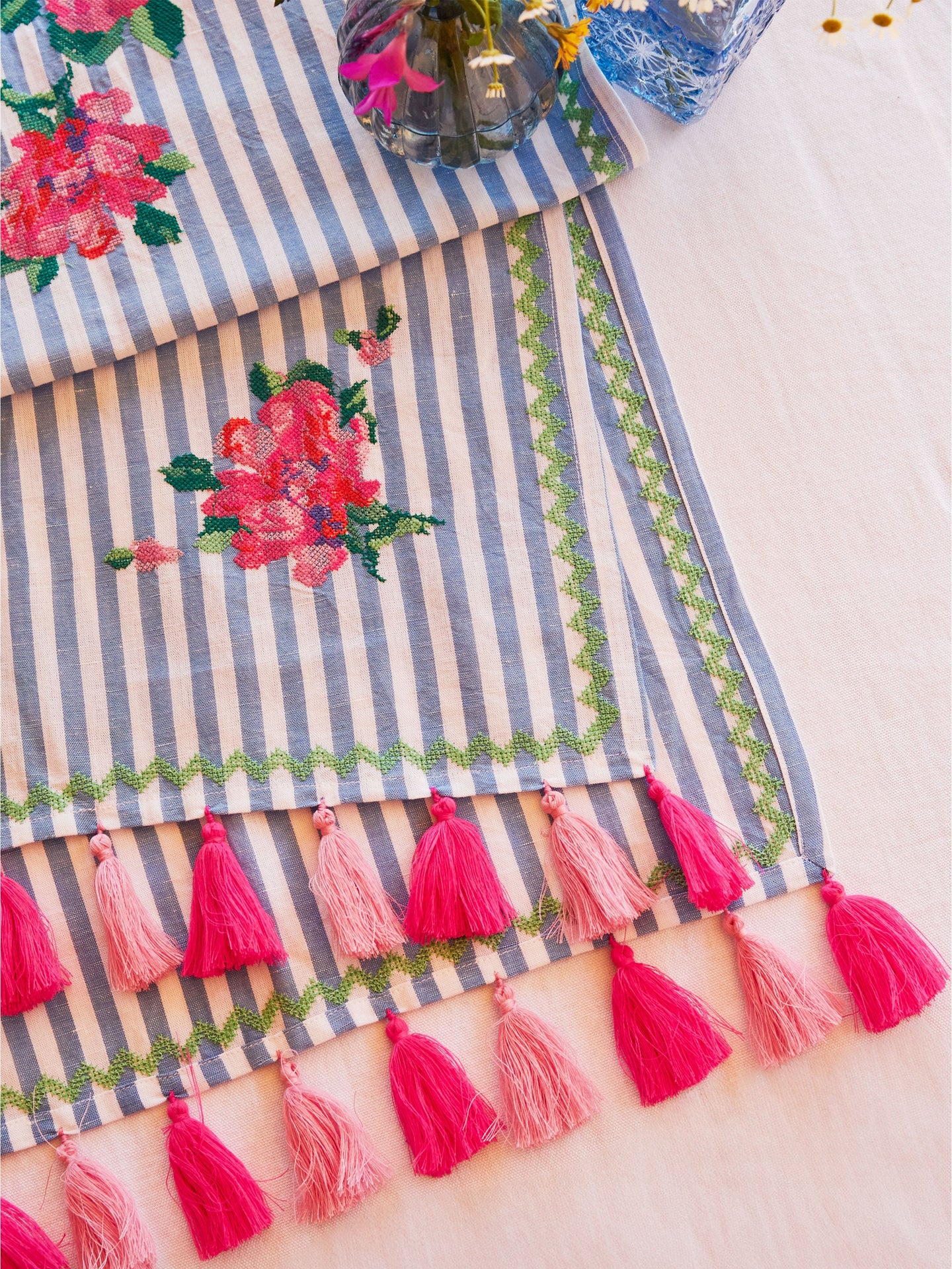 Blue Linen Table Runner
