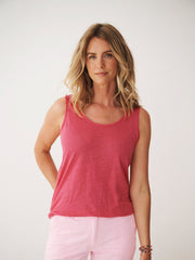 Pammy linen jersey vest - Raspberry