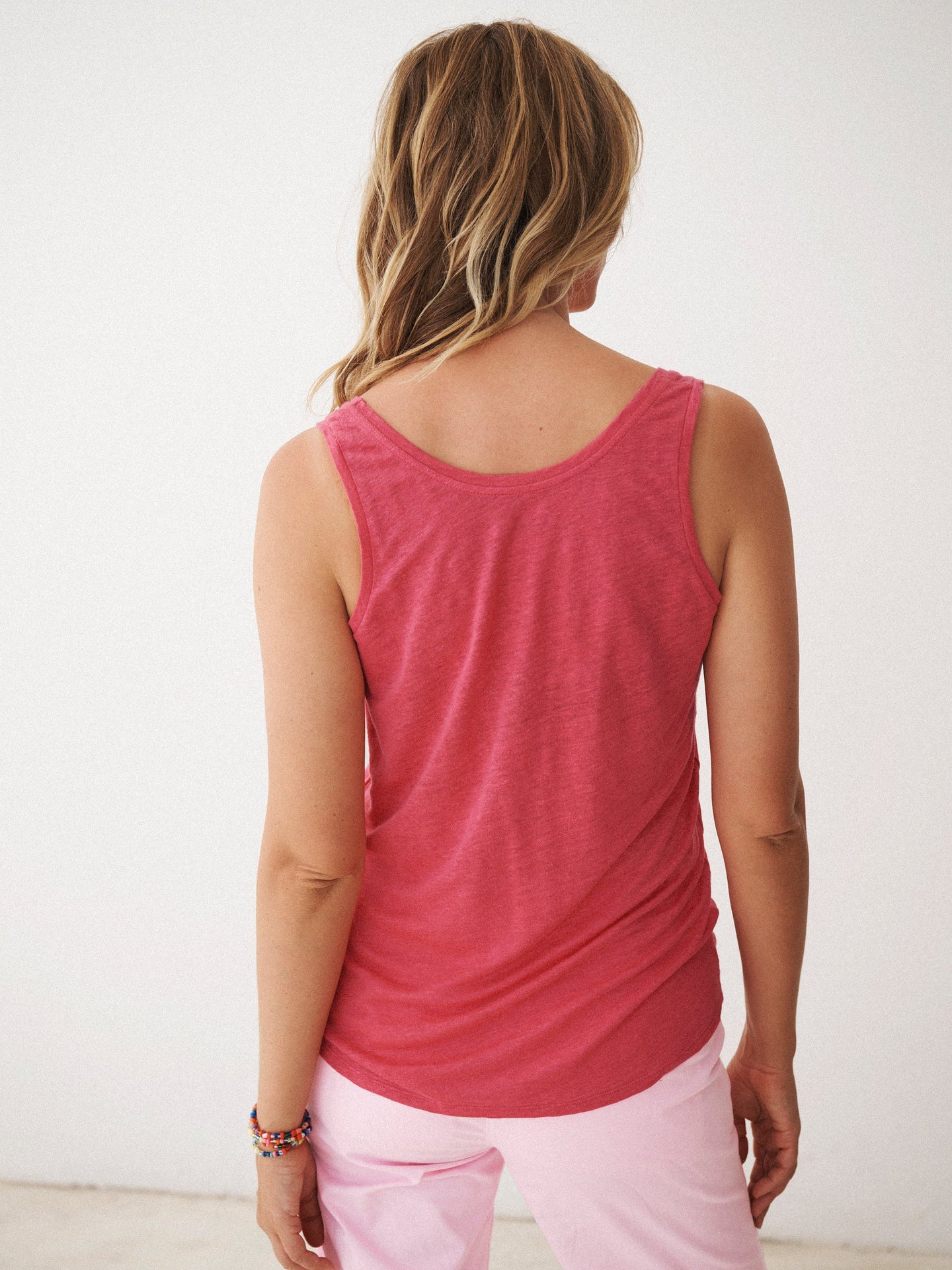 Pammy linen jersey vest - Raspberry