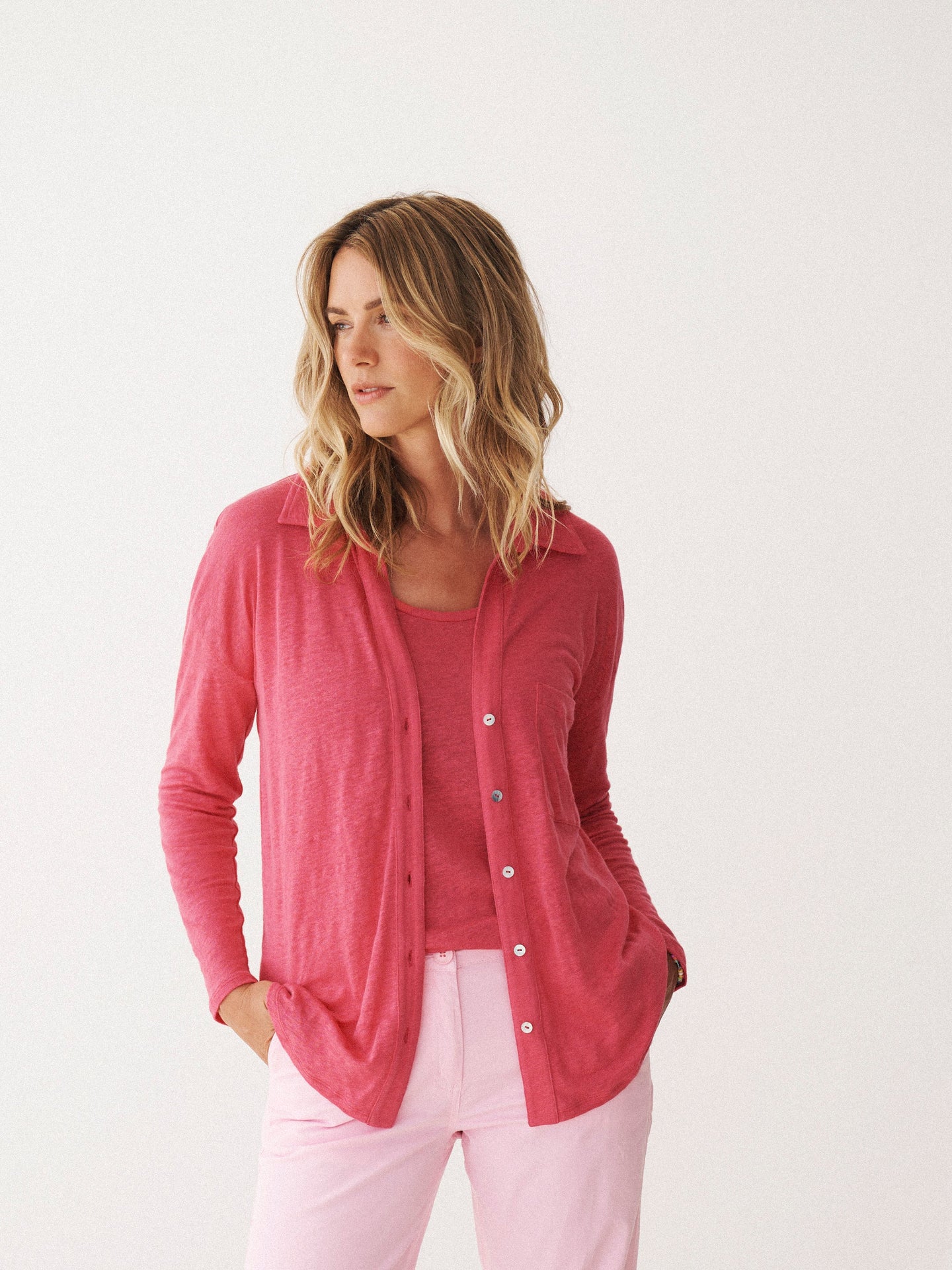 Pammy linen jersey vest - Raspberry