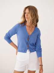 Tori cotton linen cardigan - Azure Blue