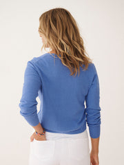 Tori cotton linen cardigan - Azure Blue