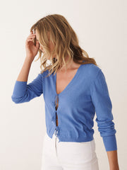 Tori cotton linen cardigan - Azure Blue