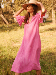Zana linen maxi dress - Cherry Pink